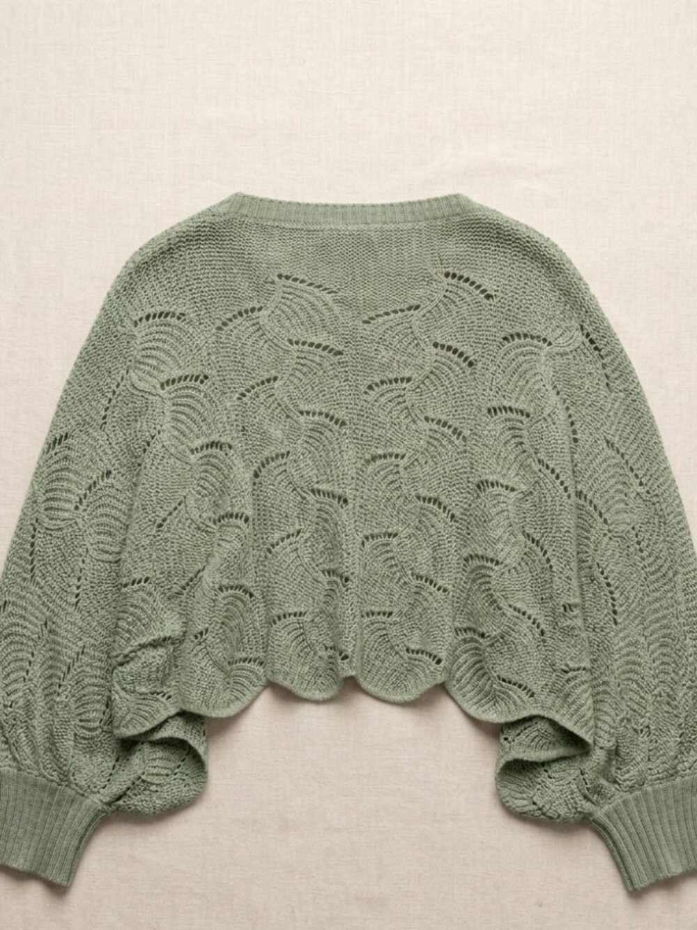 π MOON & MADISON Chunky Knit Open Front Shrug Cocoon Sweater Sage L - Picture 4 of 5